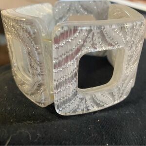 stretch vintage lucite bangle bracelet squared silver glitter bling